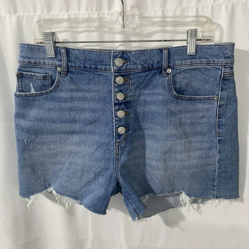 NWT Loft Jean The Cut Off Shorts Womens 30 High Rise Raw Hem Distressed